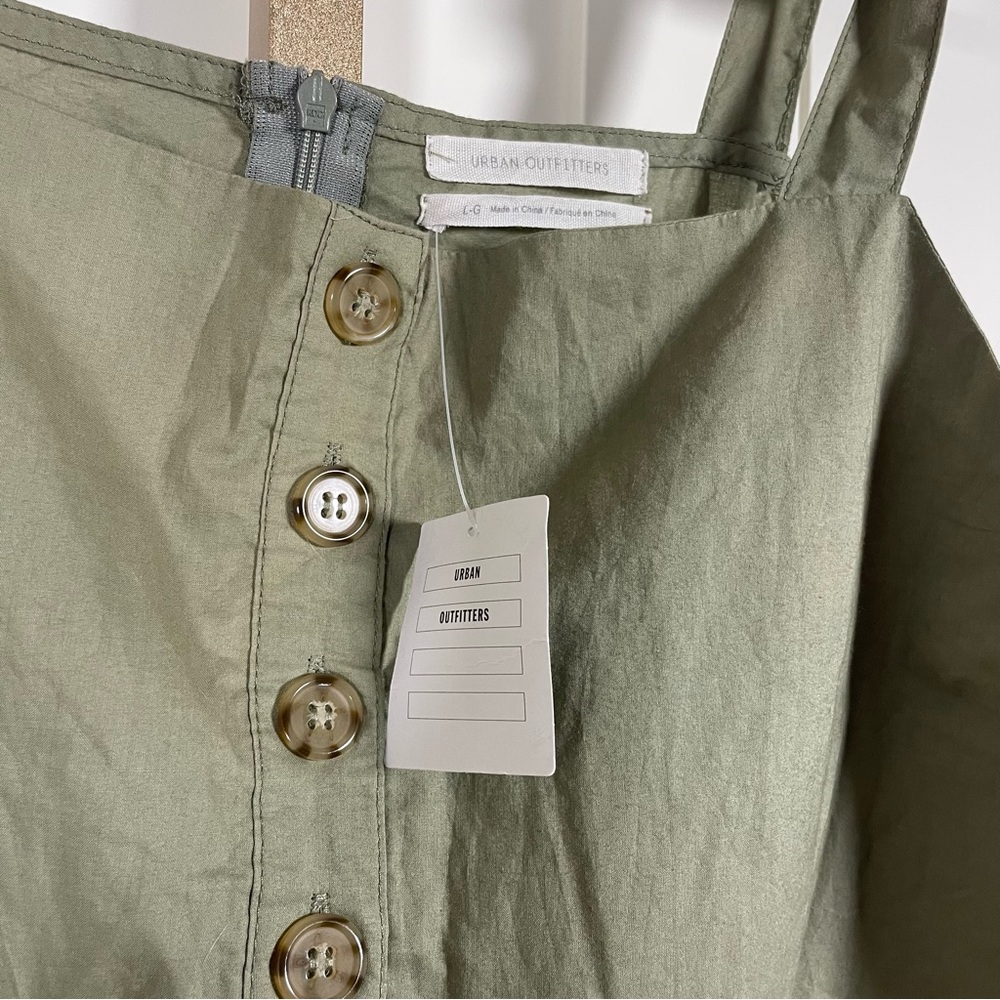 Urban Outfitters Olive Button-Front Cotton Romper - Picture 6 of 15